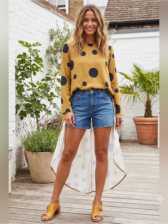 Koandaily Tops - koan daily brand women's long-sleeve tunic blouse featuring a high-low hem